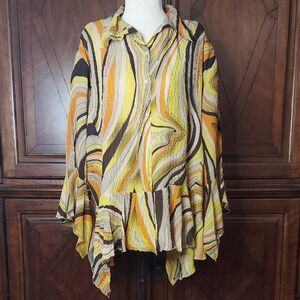 Milano Woman Leaf Pattern Blouse - 2X